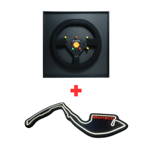 Kit Decorativo - Rei de Mônaco - Quadro Volante McLaren MP4/8 - 1993 + Luminária em LED Pista Mônaco - Fórmula 1 - 2 Peças