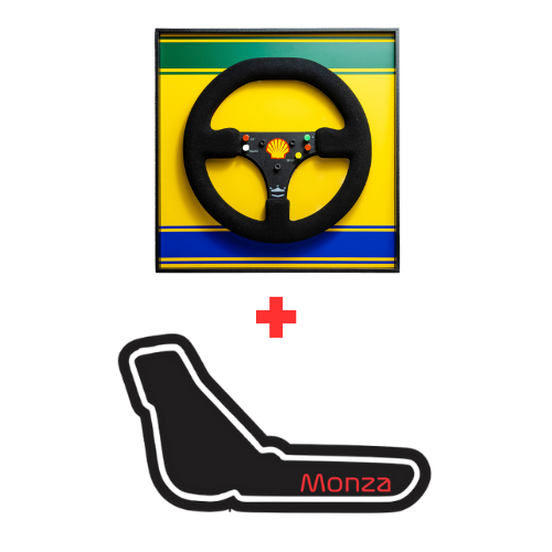 Kit Decorativo - Quadro Volante McLaren MP4/6 - 1991 + Luminária em LED Pista Monza - Fórmula 1 - 2 Peças