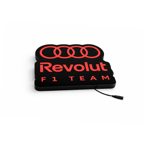 Luminária em LED - Audi Revolut F1 Team - Logo - Fórmula 1 - 35x32cm - Fonte Bivolt