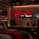 Luminária em LED - Haas F1 Team - Logo - Fórmula 1 - 50x27cm - Fonte Bivolt