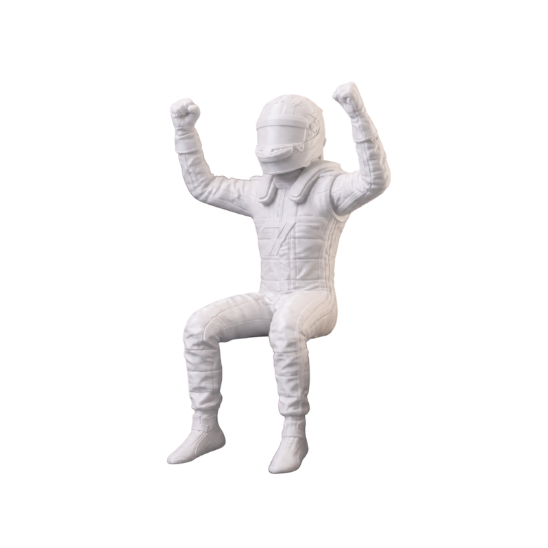 Miniatura Piloto F1 - Sentado - Comemoração - Estatueta Fórmula 1 - 10x6x6,5cm