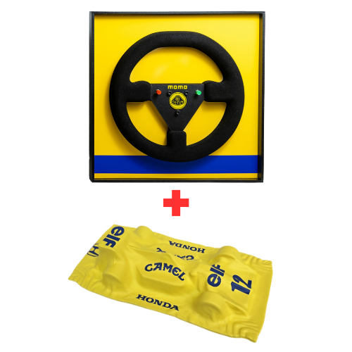 Kit Decorativo - Lotus 99T - Amarela - 1987 - Quadro Volante + Miniatura - Fórmula 1 - 2 Peças