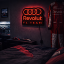 Luminária em LED - Audi Revolut F1 Team - Logo - Fórmula 1 - 35x32cm - Fonte Bivolt