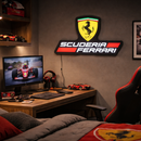 Luminária em LED - Scuderia Ferrari - Fórmula 1 - 50x28cm - Fonte Bivolt