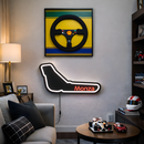 Kit Decorativo - Quadro Volante McLaren MP4/6 - 1991 + Luminária em LED Pista Monza - Fórmula 1 - 2 Peças