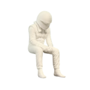 Miniatura Piloto F1 - Sentado - Pensativo - Estatueta Fórmula 1 - 10x5x6,5cm