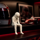 Miniatura Piloto F1 - Sentado - Pensativo - Estatueta Fórmula 1 - 10x5x6,5cm