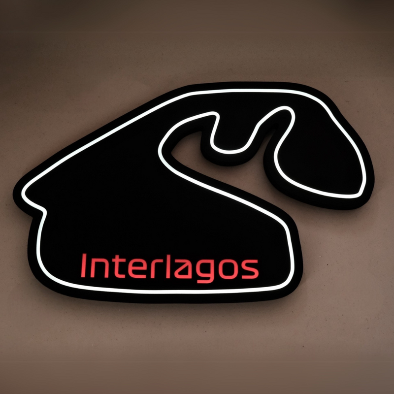 Kit Decorativo - Herói Nacional - Quadro Volante McLaren MP4/6 - 1991 + Luminária em LED Pista Interlagos - Fórmula 1 - 2 Peças